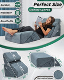 LX13 6-Piece Post-Surgery Recovery System, Orthopedic Bed Wedge Pillow Set, Stone Navy with Aloe Vera
