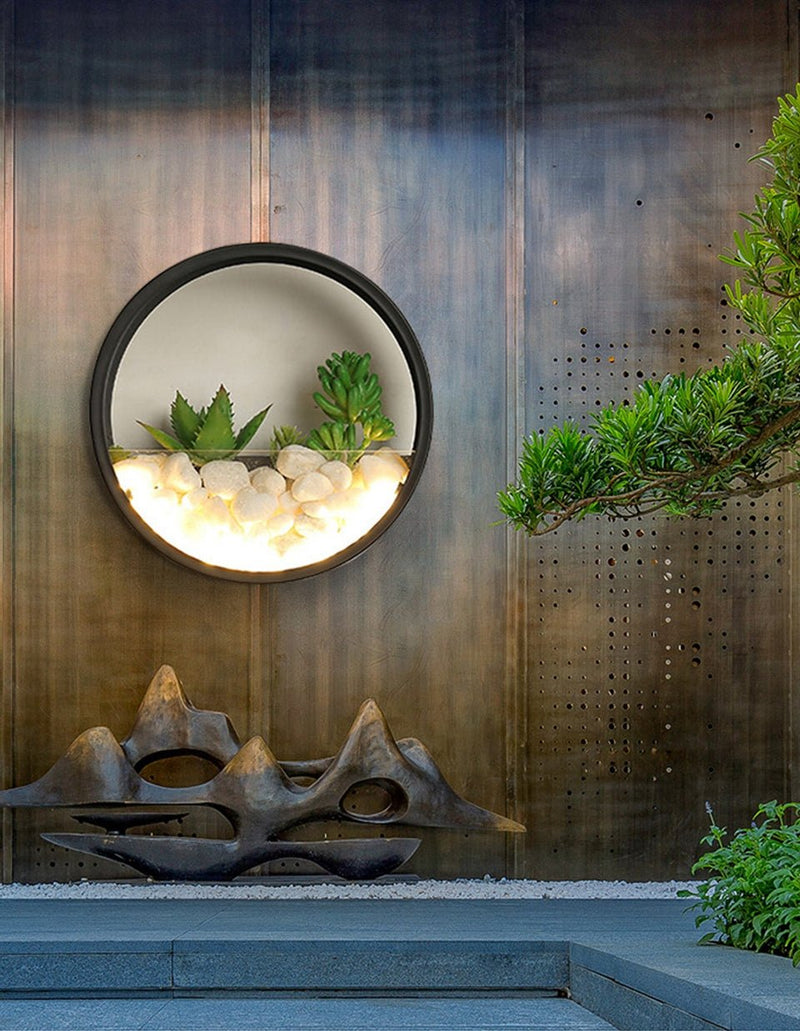 MIRODEMI® Modern Black Art Plant Outdoor Waterproof LED Wall Lamp For Garden, Porch