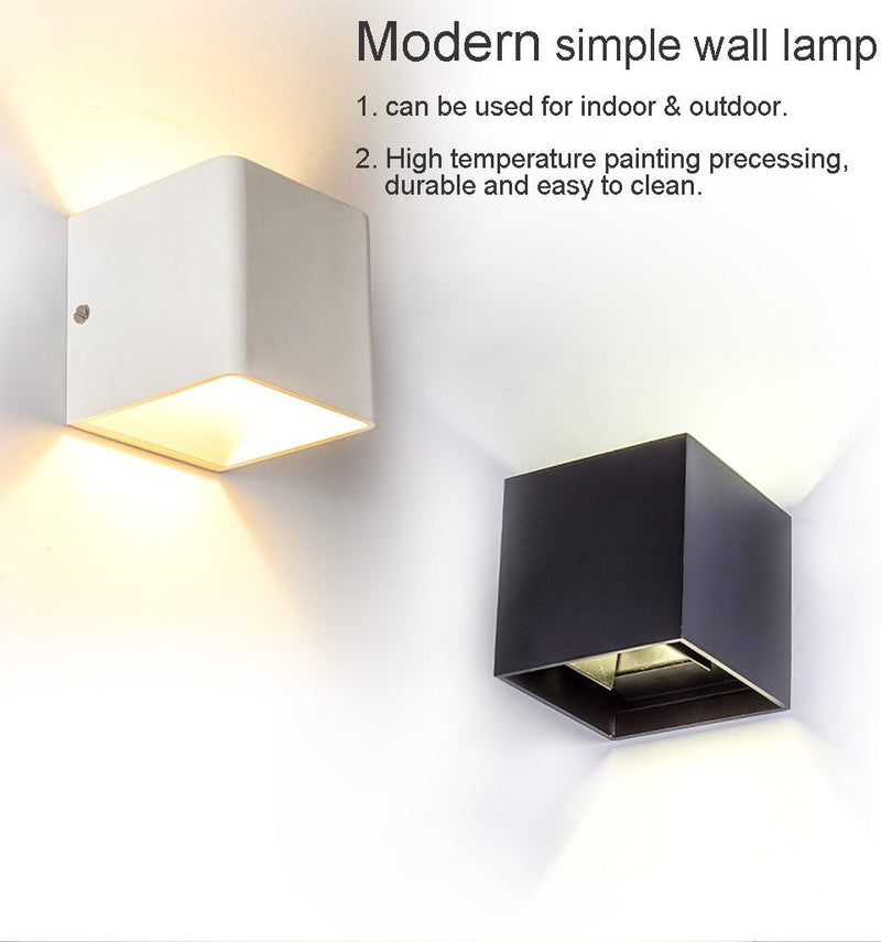 MIRODEMI® Black/White Outdoor Waterproof Aluminum Cube Shape LED Wall Lamp For Garden