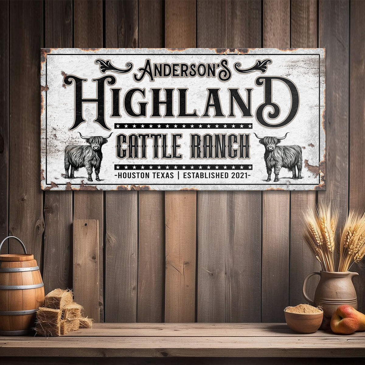 Personalized Highland Cattle Ranch Sign II, photo 2 of 8