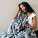 DOUBLE RUCHED FAUX FUR THROW BLANKETS by Saranoni