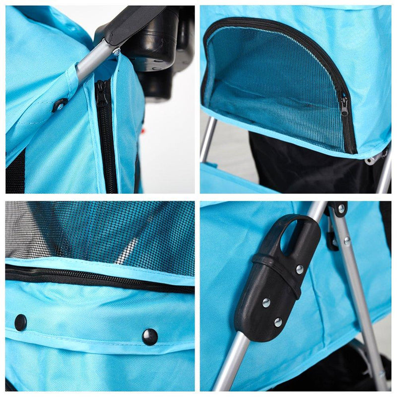 Folding Pet Stroller Elite Jogger Kitten Puppy Easy Walk Dog Cat Small Animals Travel Carrier, Blue