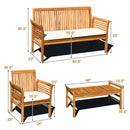 4 Pieces Outdoor Acacia Wood Sofa Furniture Set by LJGDeals