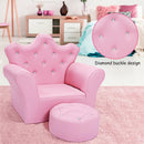 Children Upholstered Princess Sofa with Ottoman and Diamond Decoration for Boys and Girls by LJGDeals