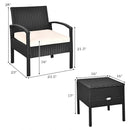 3 Piece PE Rattan Wicker Sofa Set with Washable and Removable Cushion for Patio by LJGDeals