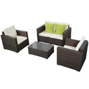 4 Pieces Brown Wicker Rattan Sofa Furniture Set Patio Garden Lawn Cushioned Seat by LJGDeals