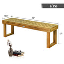52 Inch Acacia Wood Dining Bench with Slatted Seat by LJGDeals