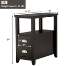 Set of 2 End Table Wooden with 2 Drawer & Shelf Bedside Table by LJGDeals