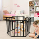 6 Panel Wall-mount Adjustable Baby Safe Metal Fence Barrier-Black by LJGDeals