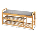 3-Tier Bamboo Shoe Rack Bench with Cushion-Natural by LJGDeals