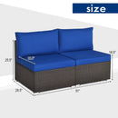 2 Pieces Patio Rattan Armless Sofa Set with 2 Cushions and 2 Pillows by LJGDeals