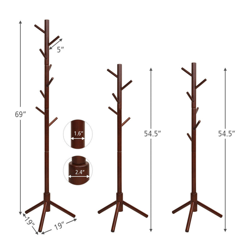 2 Heights Wooden Coat Rack with 8 Hooks, photo 9 of 16