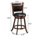 29 Inch Swivel Bar Height Stool Wooden Upholstered Dining Chair by LJGDeals
