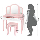 Kids Princess Make Up Dressing Table with Tri-folding Mirror and Chair by LJGDeals