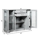Sideboard Buffet Server Storage Cabinet with 2 Drawers and Glass Doors by LJGDeals