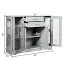 Sideboard Buffet Server Storage Cabinet with 2 Drawers and Glass Doors by DirectDeals