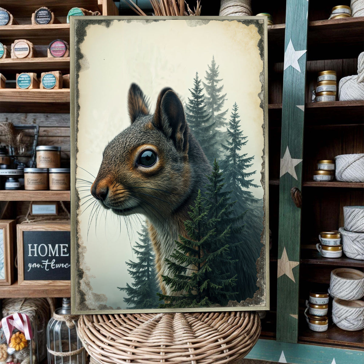 Squirrel Double Exposure Wall Art, photo 2 of 10