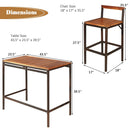 3 Pieces Patio Rattan Wicker Bar Dining Furniture Set by DirectDeals