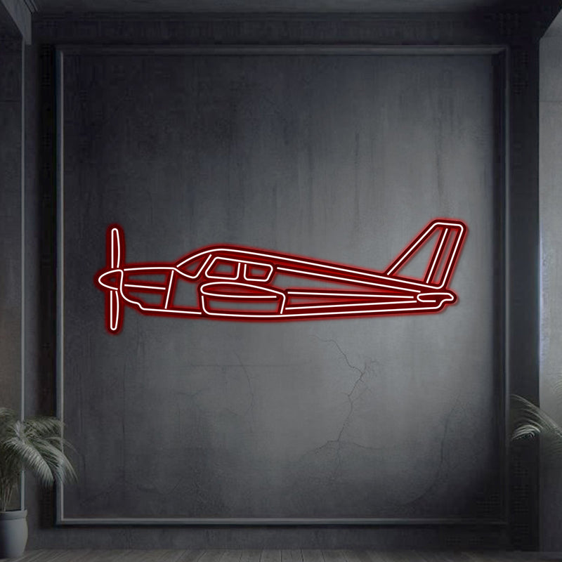 PA-28 Cherokee Metal Neon Aircraft Wall Art - NCN0056