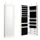 5 LEDs Lockable Mirror Jewelry Cabinet Armoire with 6 Drawers-White by LJGDeals