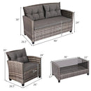 4 Pieces Patio Rattan Furniture Set Coffee Table Cushioned Sofa-Gray by DirectDeals