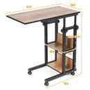 C-Shape Mobile Snack End Table with Storage Shelves by LJGDeals