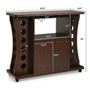 Rolling Buffet Sideboard Wooden Bar Storage Cabinet-Walnut by LJGDeals