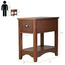 2 Pieces Retro Narrow Tiered End Table with Drawer and Storing Shelf by LJGDeals