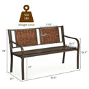 Patio Garden Bench with Powder Coated Steel Frame by LJGDeals