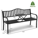 Patio Garden Bench Steel Frame with Adjustable Center Table by LJGDeals