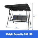 3 Person Steel Frame Patio Swing with Polyester Angle and Adjustable Canopy by LJGDeals