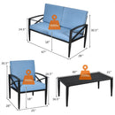 4 Pieces Patio Furniture Set Aluminum Frame Cushioned Sofa by LJGDeals