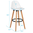 2 Pieces Mid Century Barstool 28.5 Inches Dining Pub Chair-White