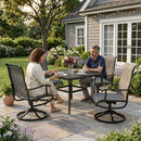 Lume Textilene Outdoor Dining Set, 5-Piece, Full Swivel