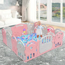 14-Panel Baby Playpen with Music Box & Basketball Hoop-Pink by LJGDeals