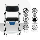 2-in-1 Aluminum Commode Shower Wheelchair with Locking Casters by LJGDeals