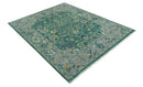 Hand Knotted 8x10 Green and Gray Traditional Turkish Antique Style Wool Area Rug by The Rug Decor