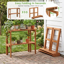 3-Tier Folding Wooden Storage Shelf for Entryway & Garden by LJGDeals