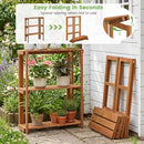 3-Tier Folding Wooden Storage Shelf for Entryway & Garden by LJGDeals