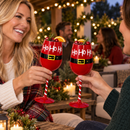 Ho Ho Ho Santa's Christmas Stemmed Wine & Water Glasses - Set of 2