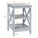 3-Tier Nightstand End Table with X Design Storage by LJGDeals