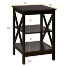 3-Tier Nightstand End Table with X Design Storage by LJGDeals