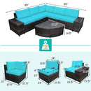 6 Piece Wicker Patio Sectional Sofa Set with Tempered Glass Coffee Table by DirectDeals