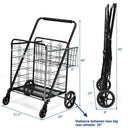 Heavy Duty Folding Utility Shopping Double Cart-Black by DirectDeals
