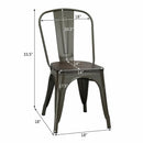 4 Pieces Tolix Style Metal Dining Side Chair Stackable Wood Seat by LJGDeals