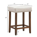 Set of 2 Nailhead Saddle Bar Stools 24 Inch Height by LJGDeals