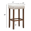 Set of 2 Nailhead Saddle Bar Stools 29 Inch Height by LJGDeals