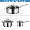 6 Piece Stainless Steel Cookware Set with Convenient Grip Handle by LJGDeals