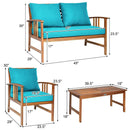 4-Piece Acacia Wood Patio Conversation Set with Cushions by LJGDeals