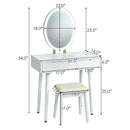 Touch Screen Vanity Makeup Table Stool Set with Lighted Mirror-White